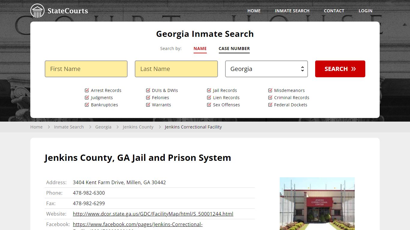 Jenkins Correctional Facility Inmate Records Search, Georgia - StateCourts